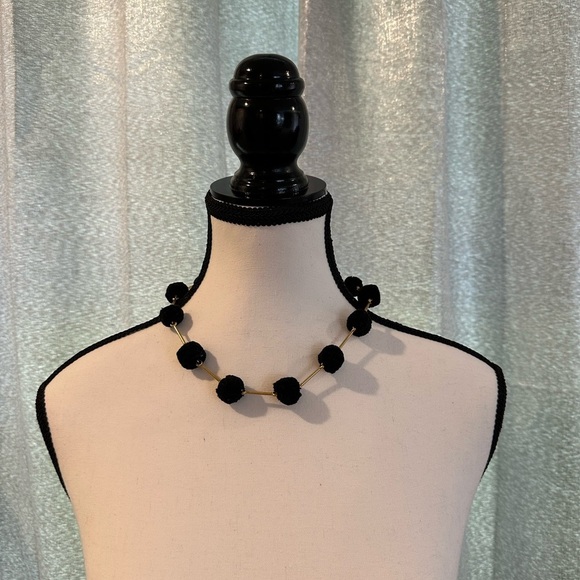 Madewell Jewelry - Madewell Black Pom-Pom Gold Link Toggle Necklace